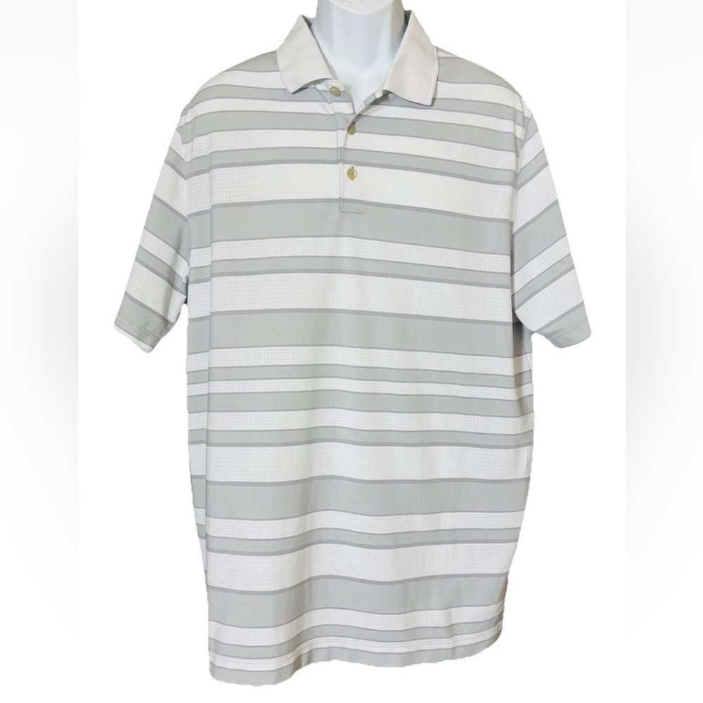 Nike Golf Tour Performance Polo Shirt Dri-Fit Size X-Large Gray White Stripe
